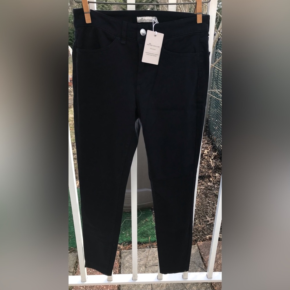 New Women’s Peter Millar Stretch Sateen High Rise Pant, Dark Navy, 0 Crown Sport